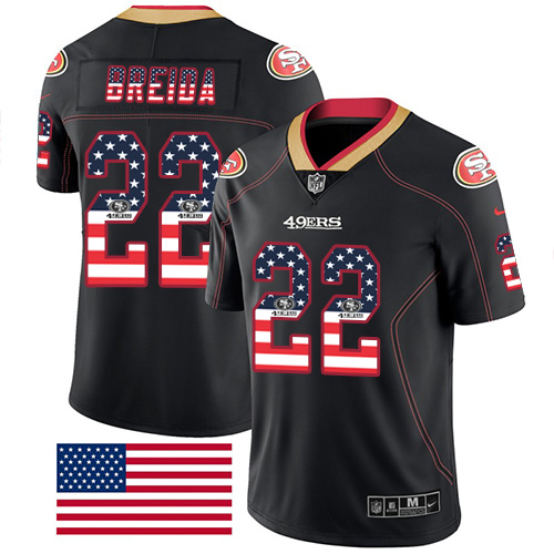 San Francisco 49ers Limited Black Men Matt Breida NFL Jersey #22 Rush USA Flag->san francisco 49ers->NFL Jersey